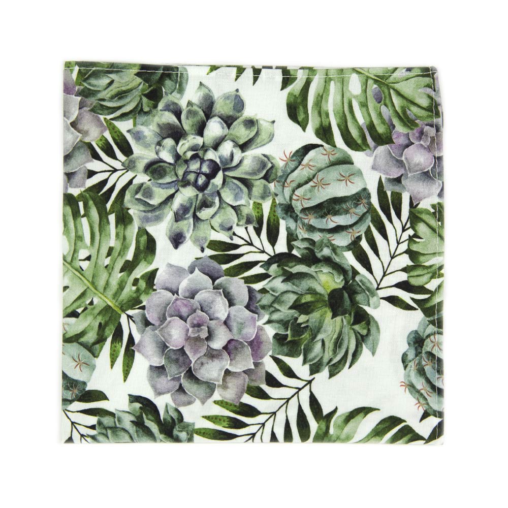 succulent pocket square DAZI Aloe Floral Pocket Square, 100% Cotton, White w/ Leaves Print Pocket Square for Groom / Groomsmen, Approx. 12" Men's Modern Pocket Square