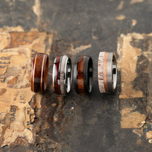 Load image into Gallery viewer, Silver Tungsten Ring - Antler &amp; Koa Wood

