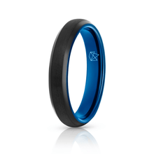 Load image into Gallery viewer, Black Tungsten Ring - Blue EMBR - 4MM - EMBR