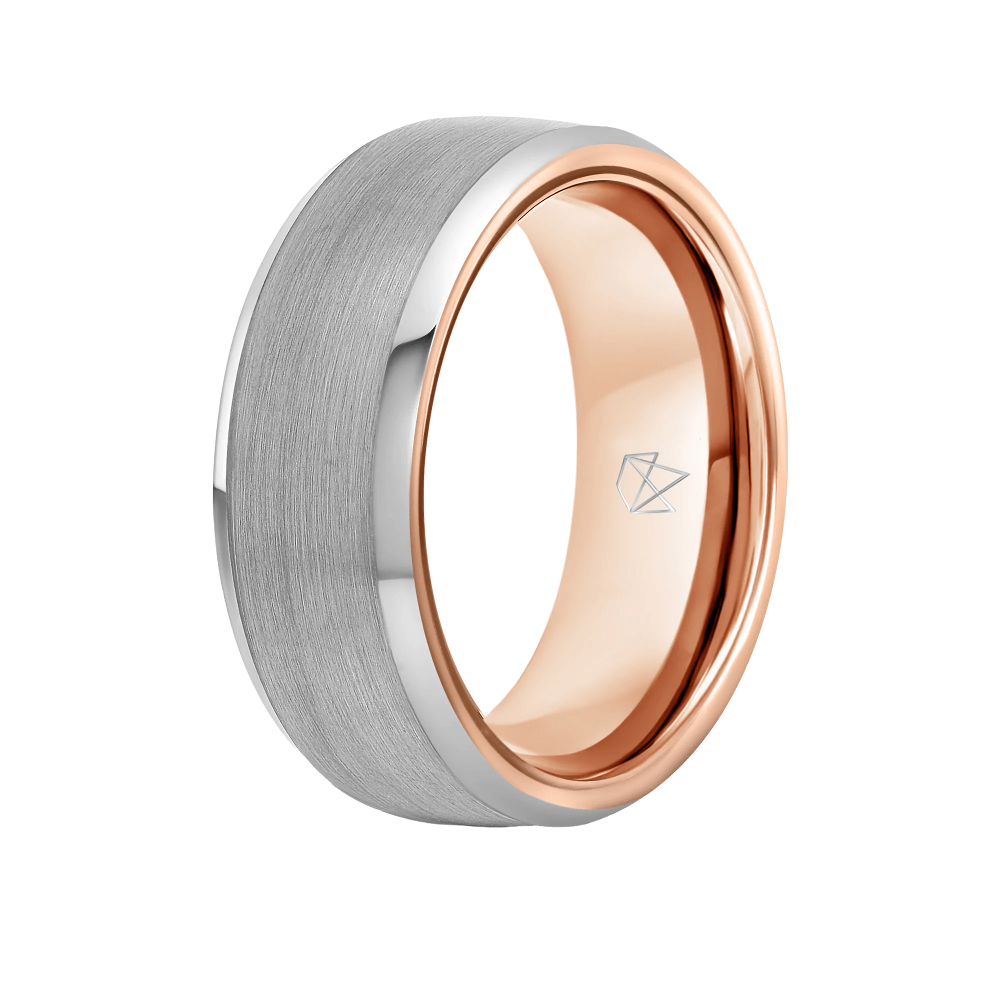 Silver and Rose Gold Tungsten Ring EMBR Wedding Bands