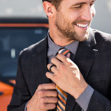 Black Tungsten Ring - Sterling Silver - EMBR