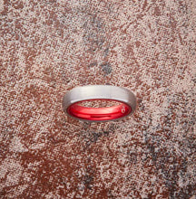 Load image into Gallery viewer, Silver Tungsten Ring - Resilient Red - 4MM - EMBR
