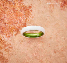 Load image into Gallery viewer, White Ceramic Ring - Resilient Green - 4MM - EMBR
