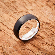 Black Tungsten Ring - Sterling Silver - EMBR