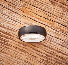 Black Tungsten Ring - Sterling Silver - EMBR
