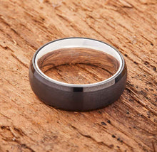 Black Tungsten Ring - Sterling Silver - EMBR