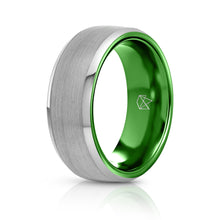 Load image into Gallery viewer, Silver Tungsten Ring - Resilient Green - EMBR
