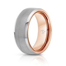 Load image into Gallery viewer, Silver Tungsten Ring - Rose Gold - EMBR
