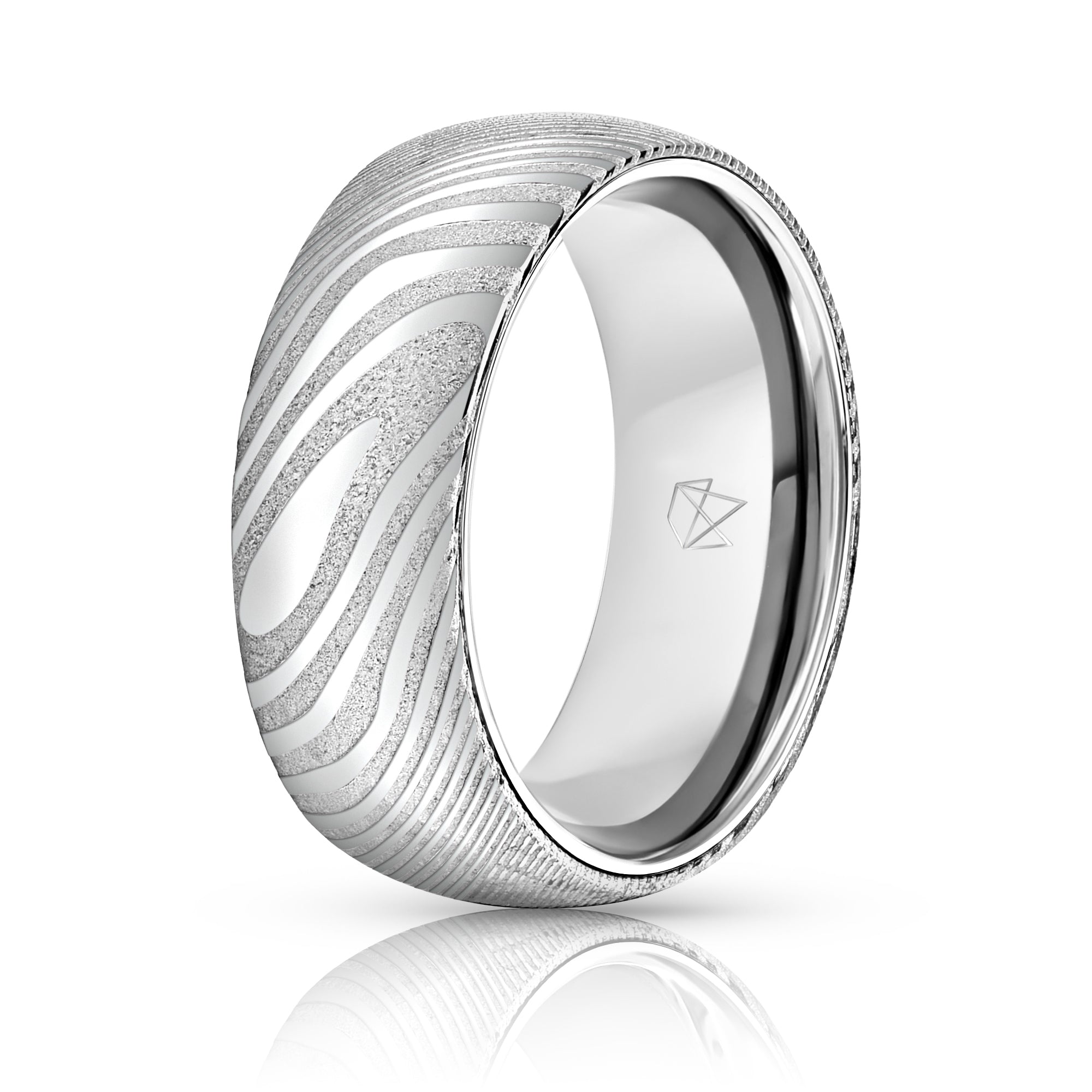 EMBR™ Wood Grain Damascus Steel Ring - .925 Sterling Silver