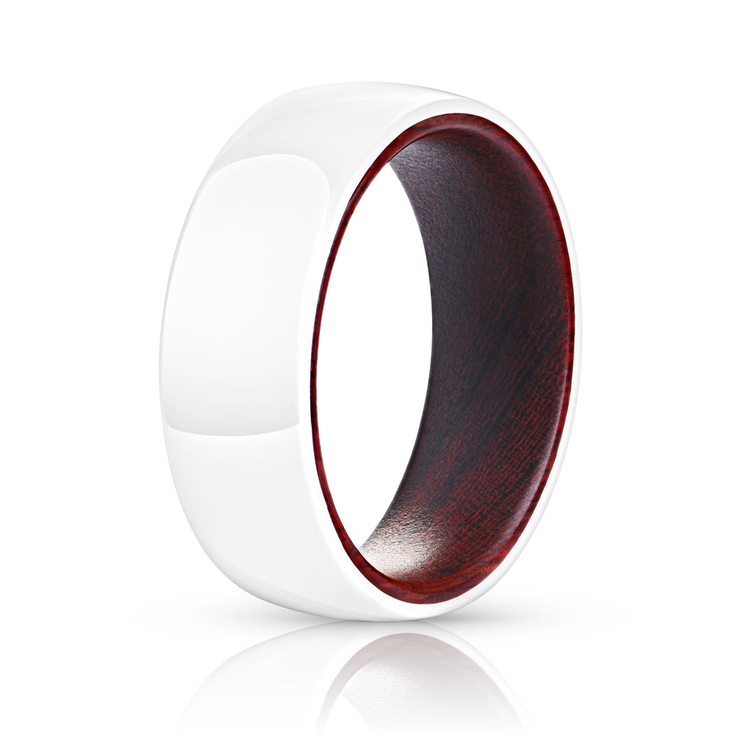 White Ceramic Ring - Red Sandalwood - EMBR