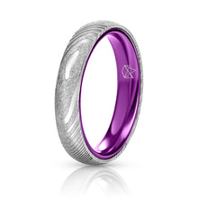 Wood Grain Damascus Steel Ring - Resilient Purple - 4MM - EMBR