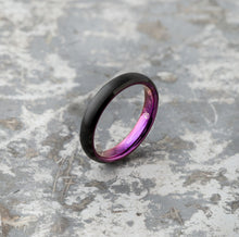 Black Tungsten Ring - Purple EMBR - 4MM - EMBR