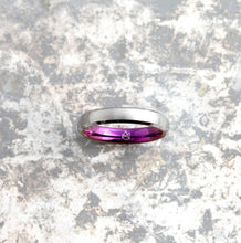 Silver Tungsten Ring - Purple EMBR - 4MM - EMBR