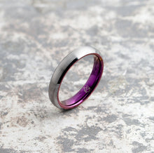 Silver Tungsten Ring - Purple EMBR - 4MM - EMBR
