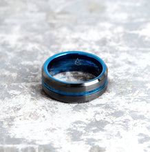 Load image into Gallery viewer, Black Tungsten Ring - Blue Infinity - EMBR
