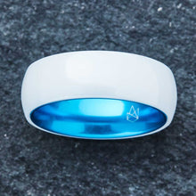 Load image into Gallery viewer, White Ceramic Ring - Resilient Blue - EMBR
