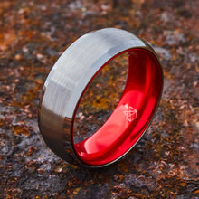 Load image into Gallery viewer, Silver Tungsten Ring - Resilient Red - EMBR
