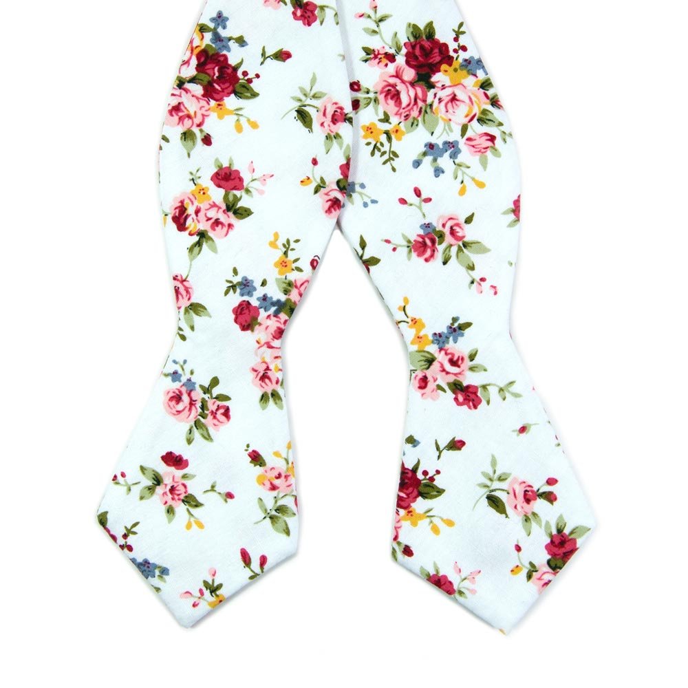 White Floral Bow Tie - EMBR