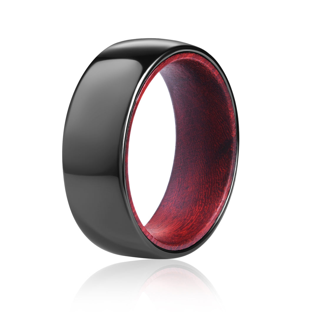Black Ceramic Ring - Red Sandalwood