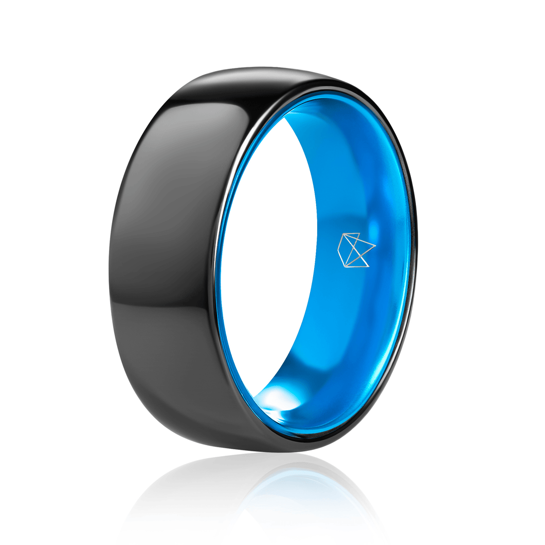 Black Ceramic Ring Resilient Blue - EMBR