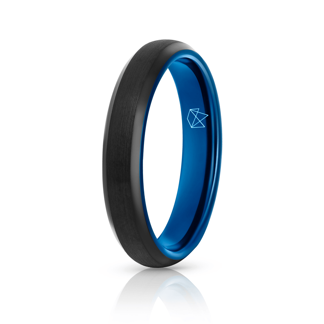 Black Tungsten Ring - Blue EMBR - 4MM - EMBR