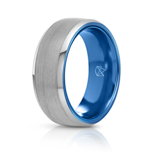 Load image into Gallery viewer, Silver Tungsten Ring - Blue EMBR - EMBR
