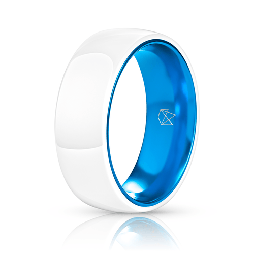 White Ceramic Ring Resilient Blue - EMBR