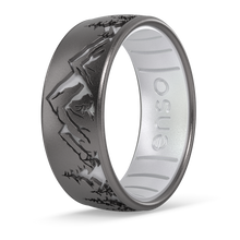 Etched Silicone Ring - Peak - Platinum/Pearl
