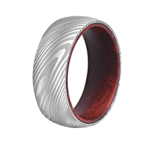 Load image into Gallery viewer, Wood Grain Damascus Steel Ring - Red Sandalwood - EMBR

