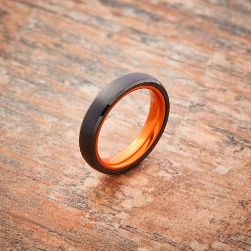 Tungsten Ring (Black) - Resilient Orange - 4MM - EMBR