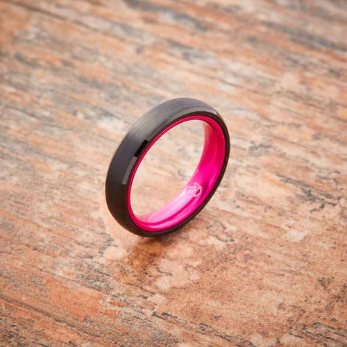 Tungsten Ring (Black) - Resilient Pink - 4MM - EMBR