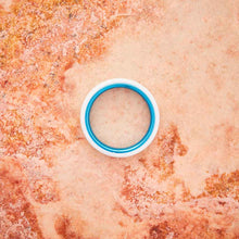 Load image into Gallery viewer, White Ceramic Ring - Resilient Blue - 4MM - EMBR
