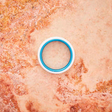 Load image into Gallery viewer, White Ceramic Ring - Resilient Blue - 4MM - EMBR
