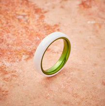 Load image into Gallery viewer, White Ceramic Ring - Resilient Green - 4MM - EMBR
