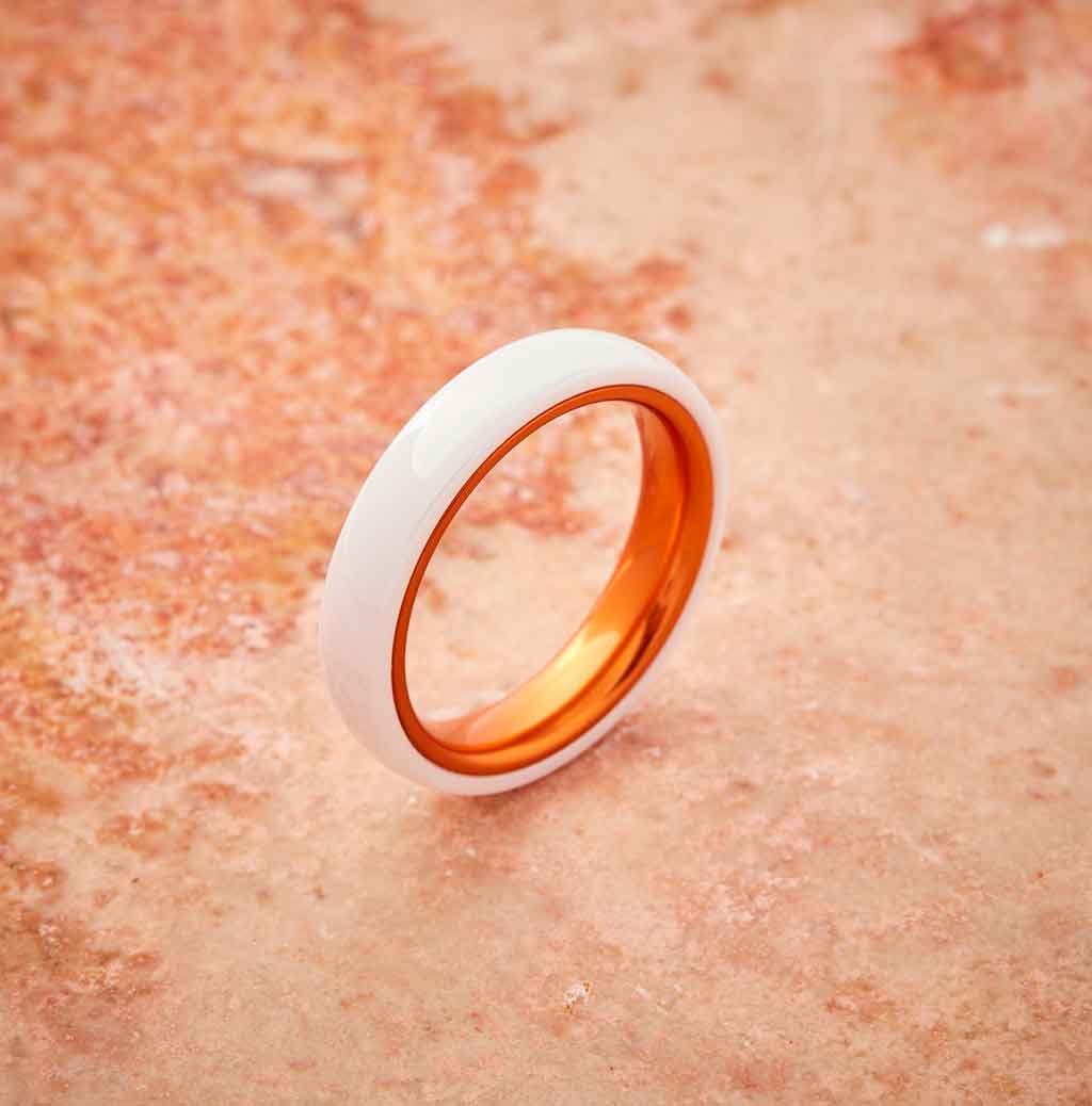 White Ceramic Ring - Resilient Orange - 4MM - EMBR