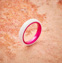 Load image into Gallery viewer, White Ceramic Ring - Resilient Pink - 4MM - EMBR
