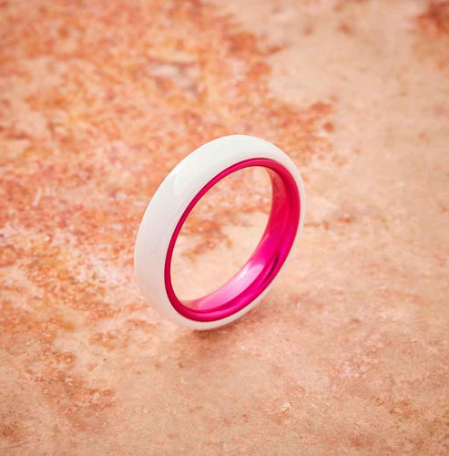 White Ceramic Ring - Resilient Pink - 4MM - EMBR