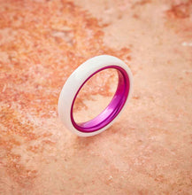 Load image into Gallery viewer, White Ceramic Ring - Resilient Purple - 4MM - EMBR
