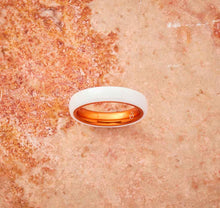 Load image into Gallery viewer, White Ceramic Ring - Resilient Orange - 4MM - EMBR
