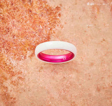 Load image into Gallery viewer, White Ceramic Ring - Resilient Pink - 4MM - EMBR

