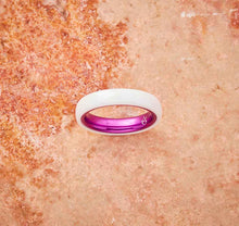 Load image into Gallery viewer, White Ceramic Ring - Resilient Purple - 4MM - EMBR
