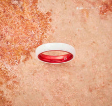 Load image into Gallery viewer, White Ceramic Ring - Resilient Red - 4MM - EMBR
