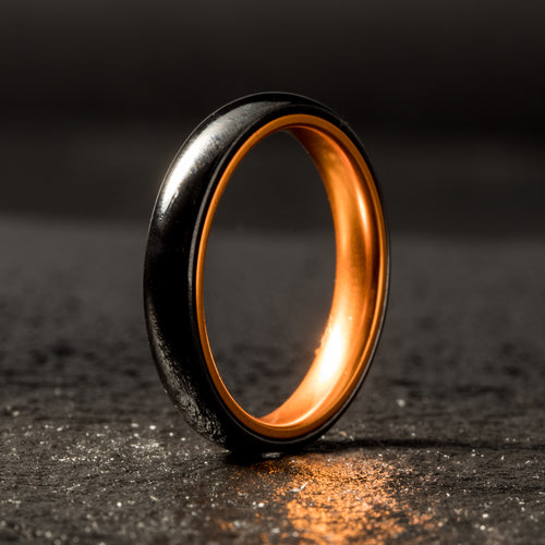 Black Ceramic Ring - Resilient Orange - 4MM - EMBR