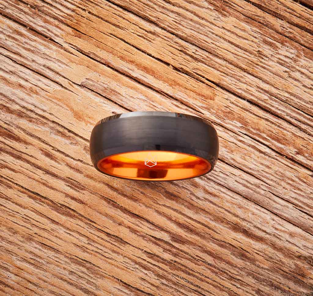 Black Tungsten Ring - Resilient Orange