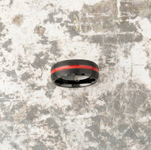 Load image into Gallery viewer, Black Tungsten Ring Red Infinity
