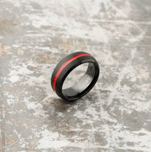 Load image into Gallery viewer, Black Tungsten Ring Red Infinity
