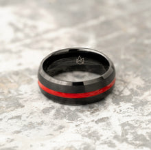 Load image into Gallery viewer, Black Tungsten Ring Red Infinity
