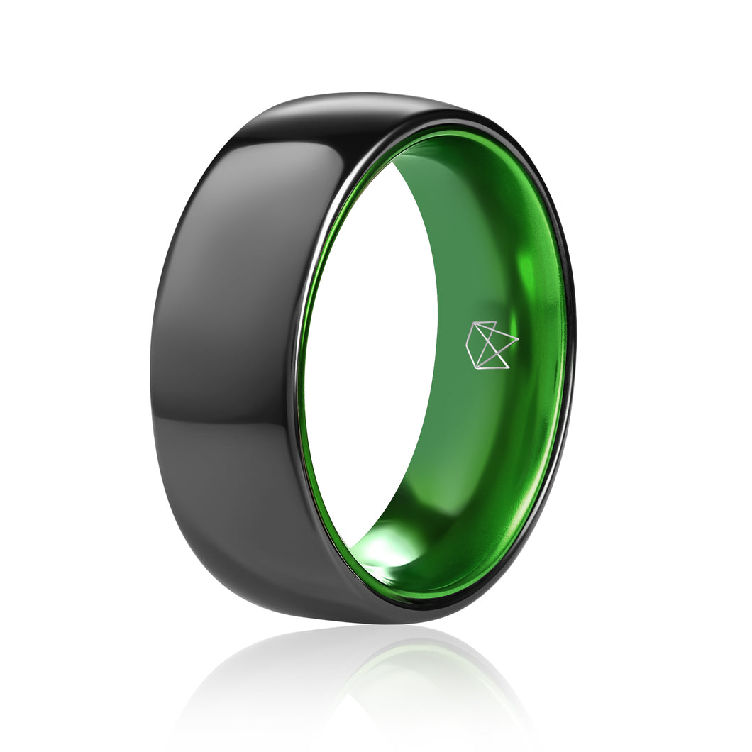 Black Ceramic Ring - Resilient Green - EMBR