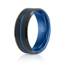Load image into Gallery viewer, Black Tungsten Ring - Blue Infinity - EMBR
