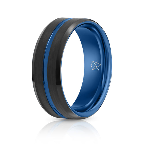 Black Tungsten Ring - Blue Infinity - EMBR